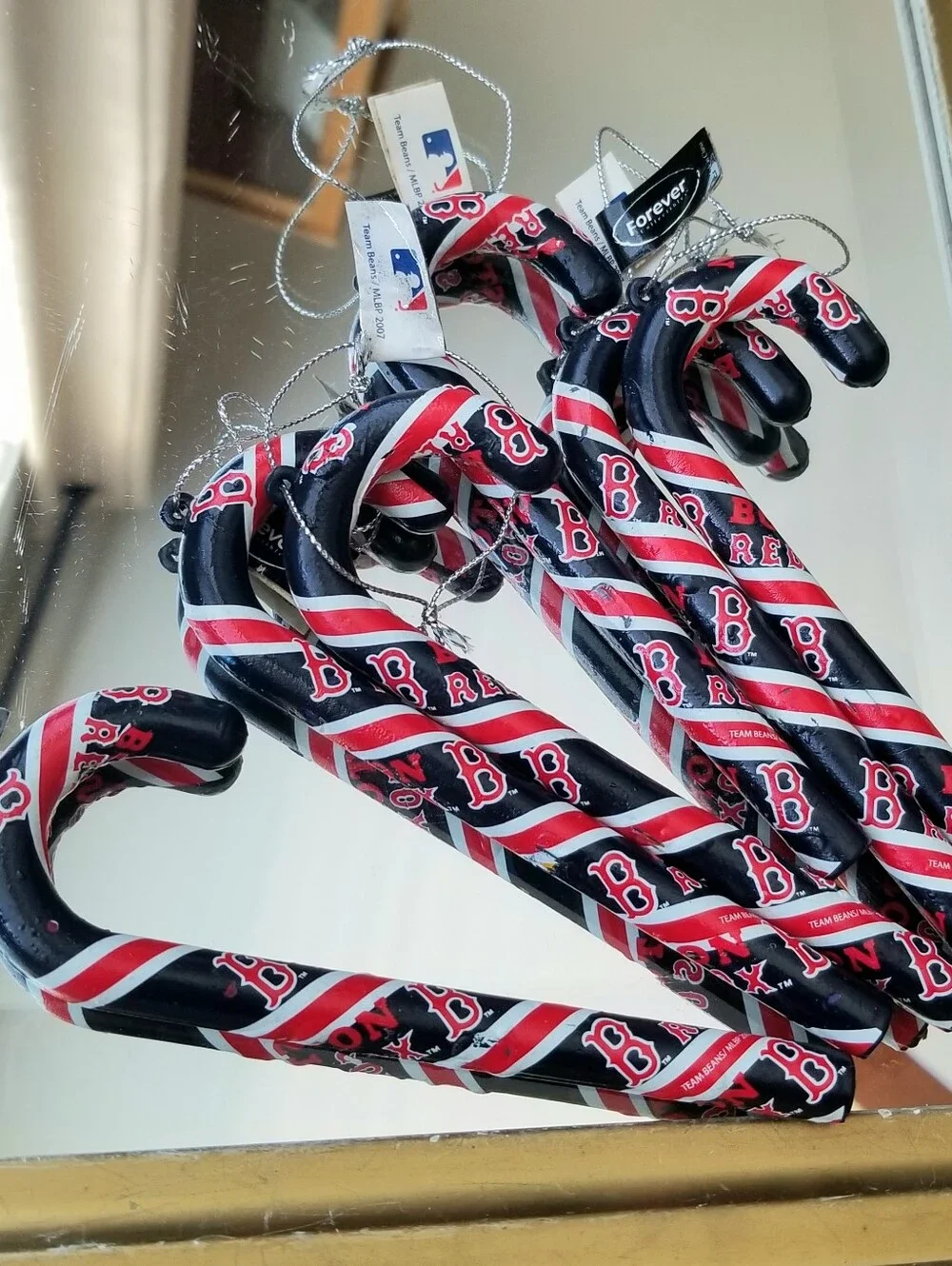 ❗Vintage 2007 MLBP Boston Red Sox Candy Cane Ornament Set❗